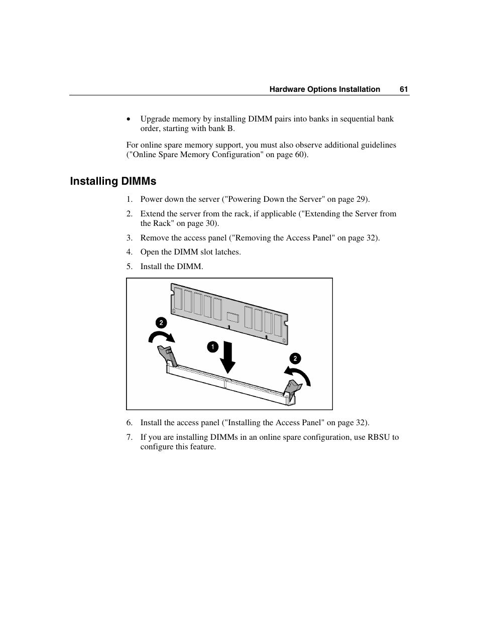 Installing dimms | HP ProLiant DL560 Server User Manual | Page 61 / 136