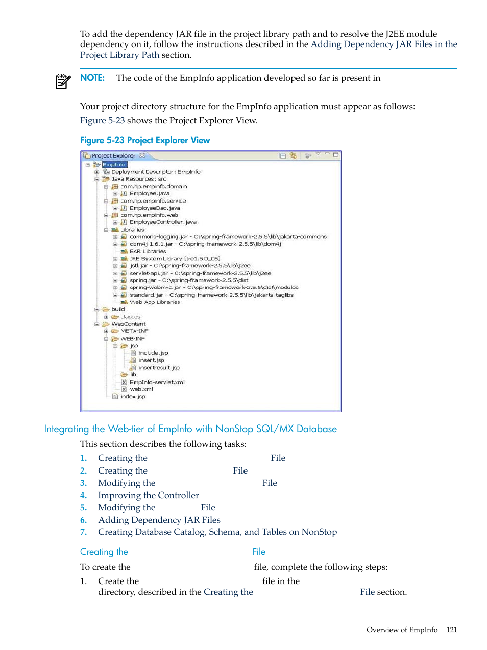 Creating the applicationcontext.xml file, Creating the, Applicationcontext.xml | File | HP Integrity NonStop H-Series User Manual | Page 121 / 492