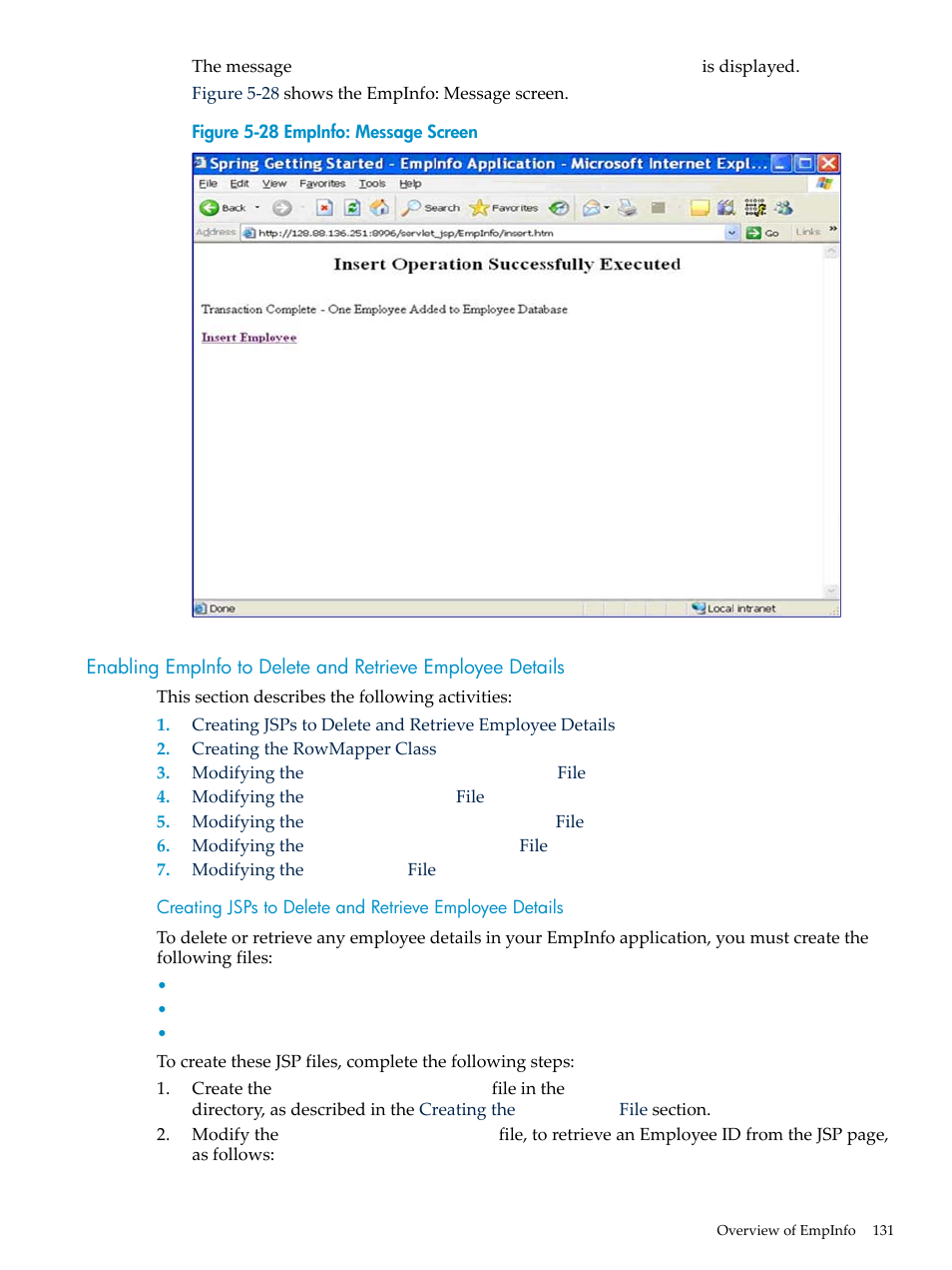 Enabling empinfo to delete and retrieve, Employee details | HP Integrity NonStop H-Series User Manual | Page 131 / 492
