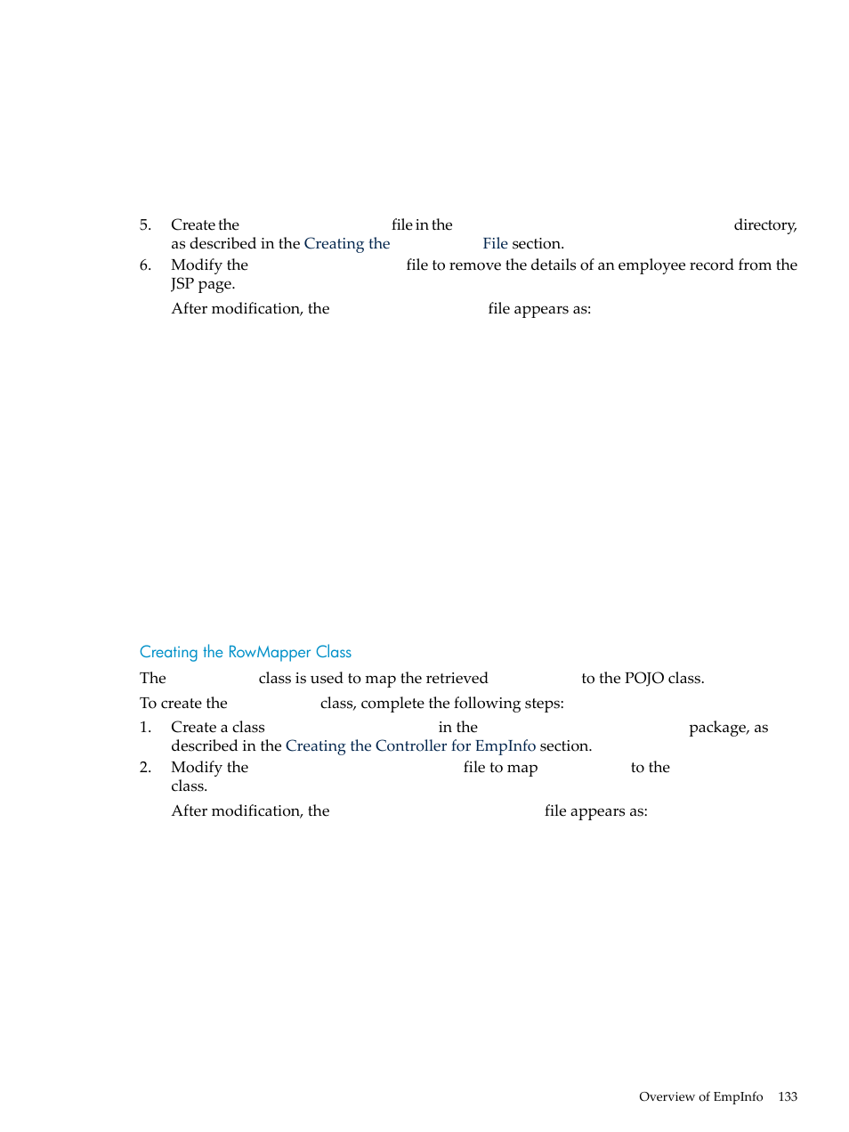 Creating the rowmapper class | HP Integrity NonStop H-Series User Manual | Page 133 / 492