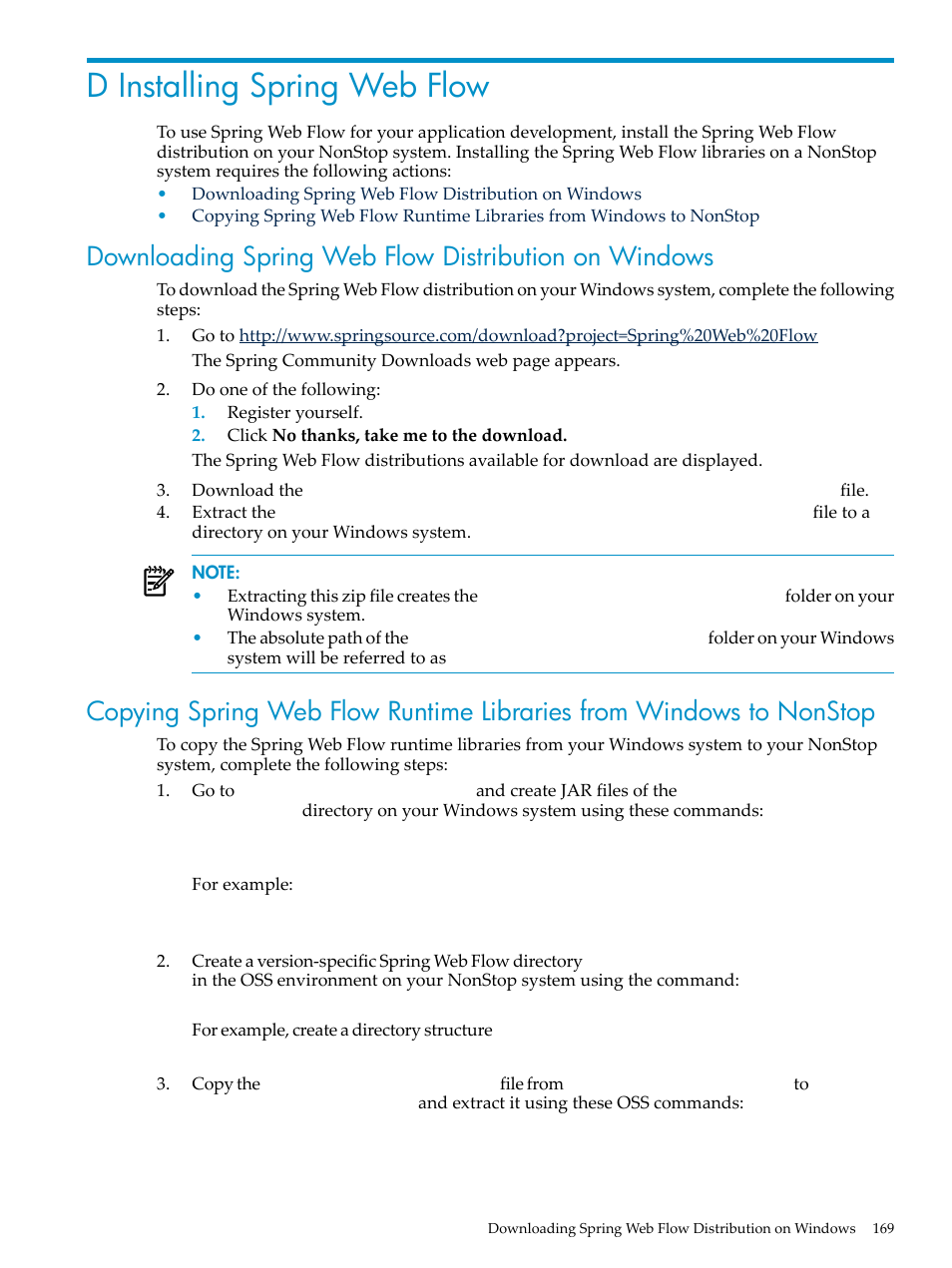 D installing spring web flow, Appendix d: installing spring web flow | HP Integrity NonStop H-Series User Manual | Page 169 / 492