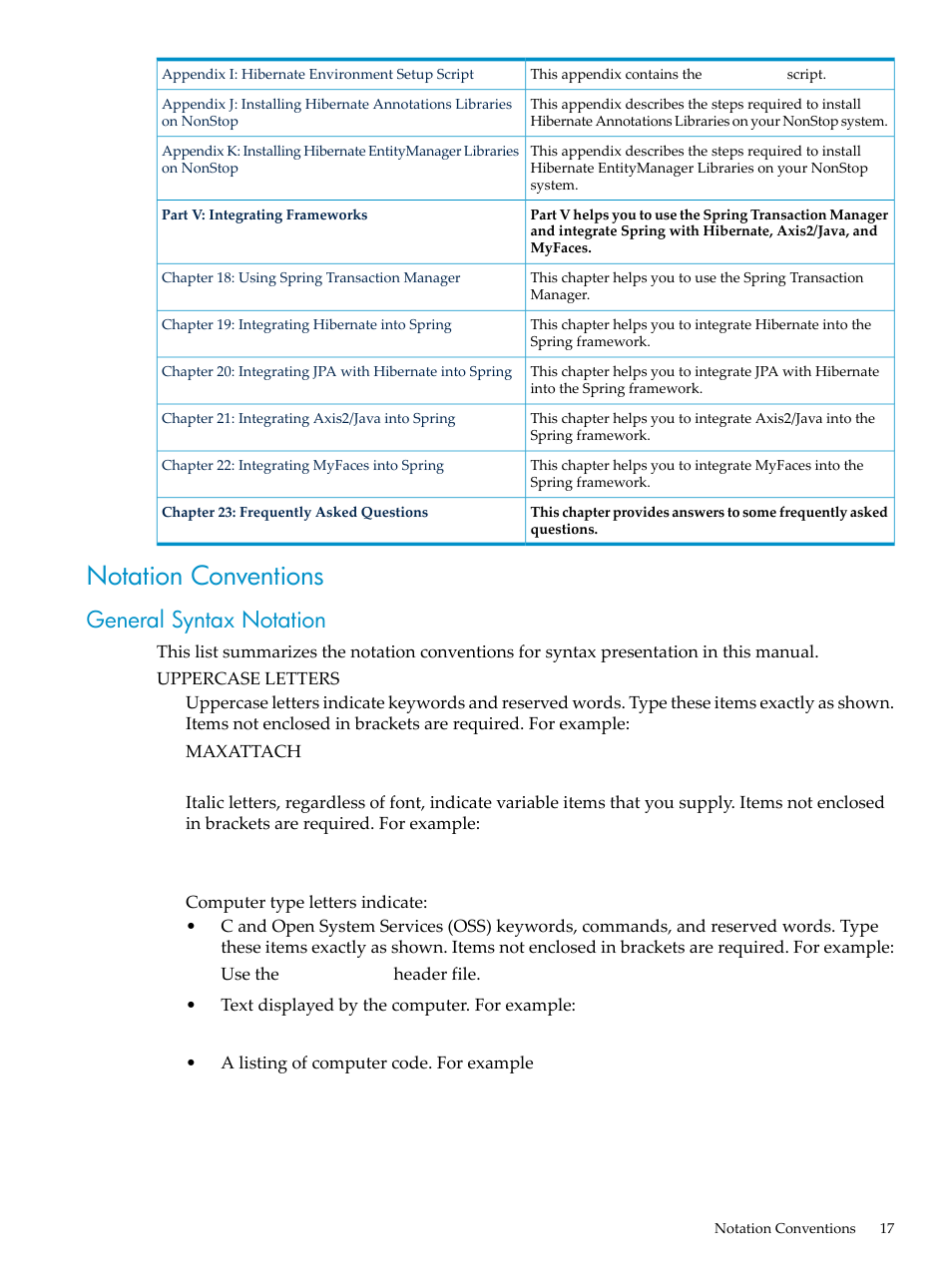 Notation conventions, General syntax notation | HP Integrity NonStop H-Series User Manual | Page 17 / 492