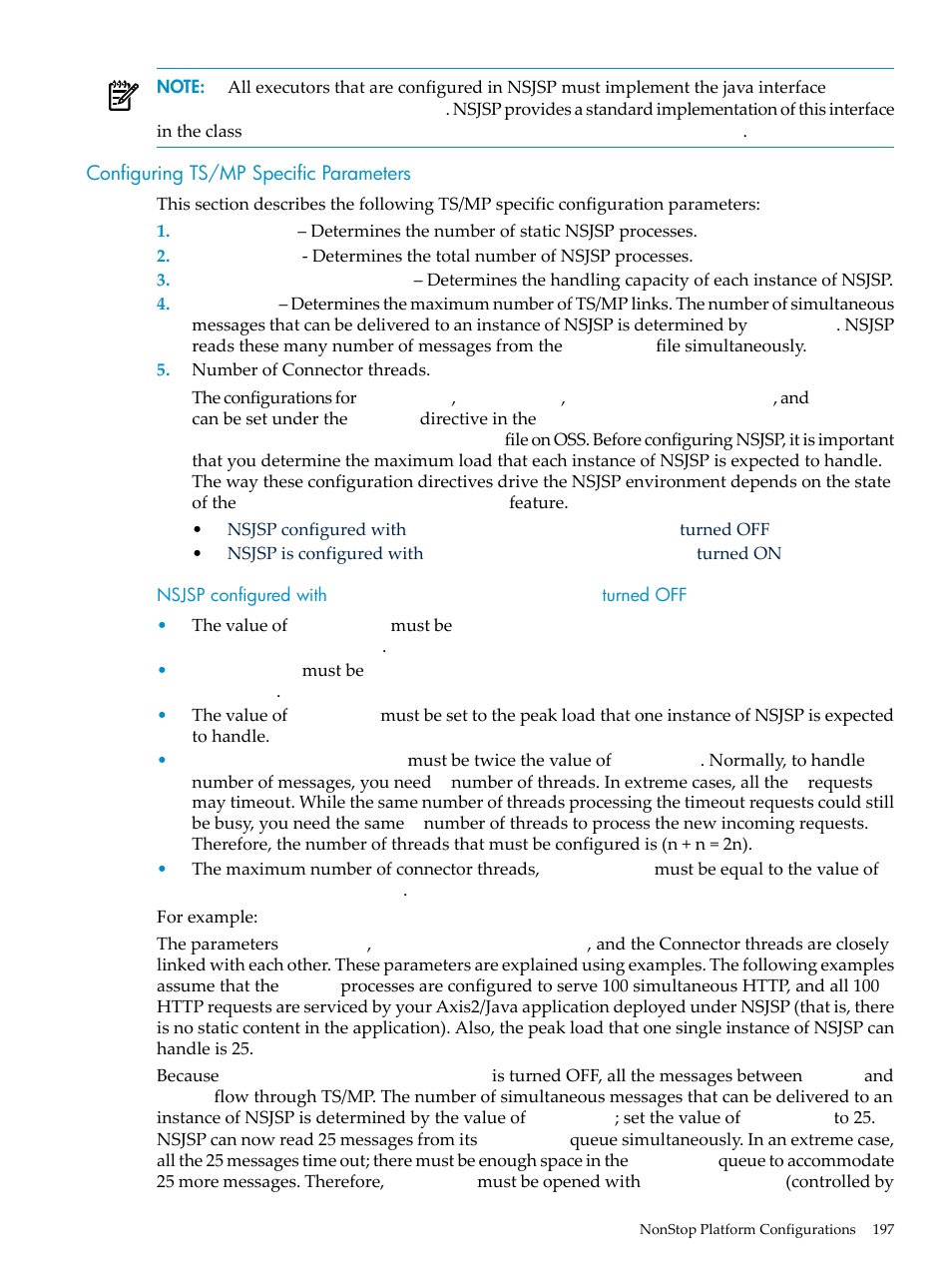 Configuring ts/mp specific parameters, Nsjsp configured with, Sessionbasedloadbalancing | Turned off | HP Integrity NonStop H-Series User Manual | Page 197 / 492