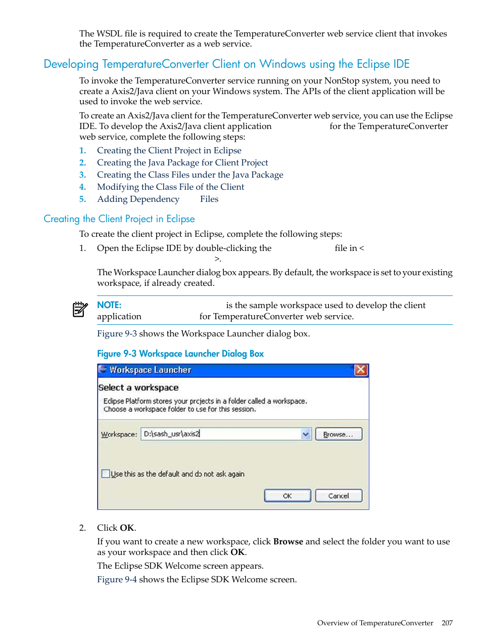 Creating the client project in eclipse | HP Integrity NonStop H-Series User Manual | Page 207 / 492