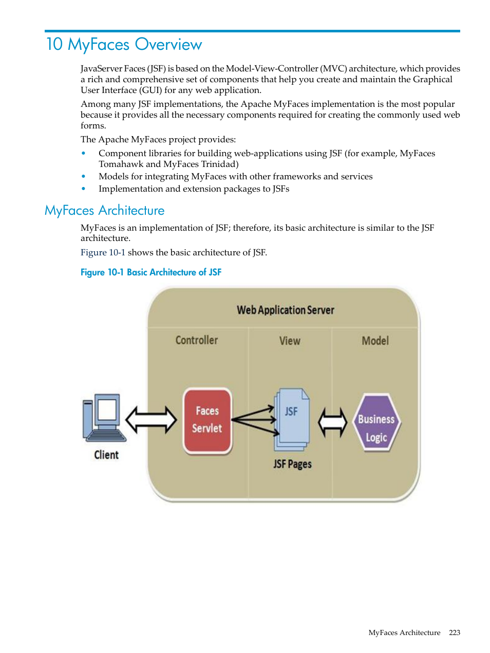10 myfaces overview, Myfaces architecture, Chapter 10: myfaces overview | HP Integrity NonStop H-Series User Manual | Page 223 / 492