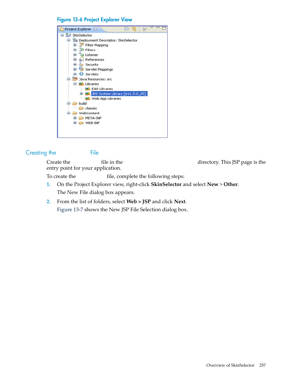 Creating the index.jsp file, Creating the, Index.jsp | File | HP Integrity NonStop H-Series User Manual | Page 257 / 492