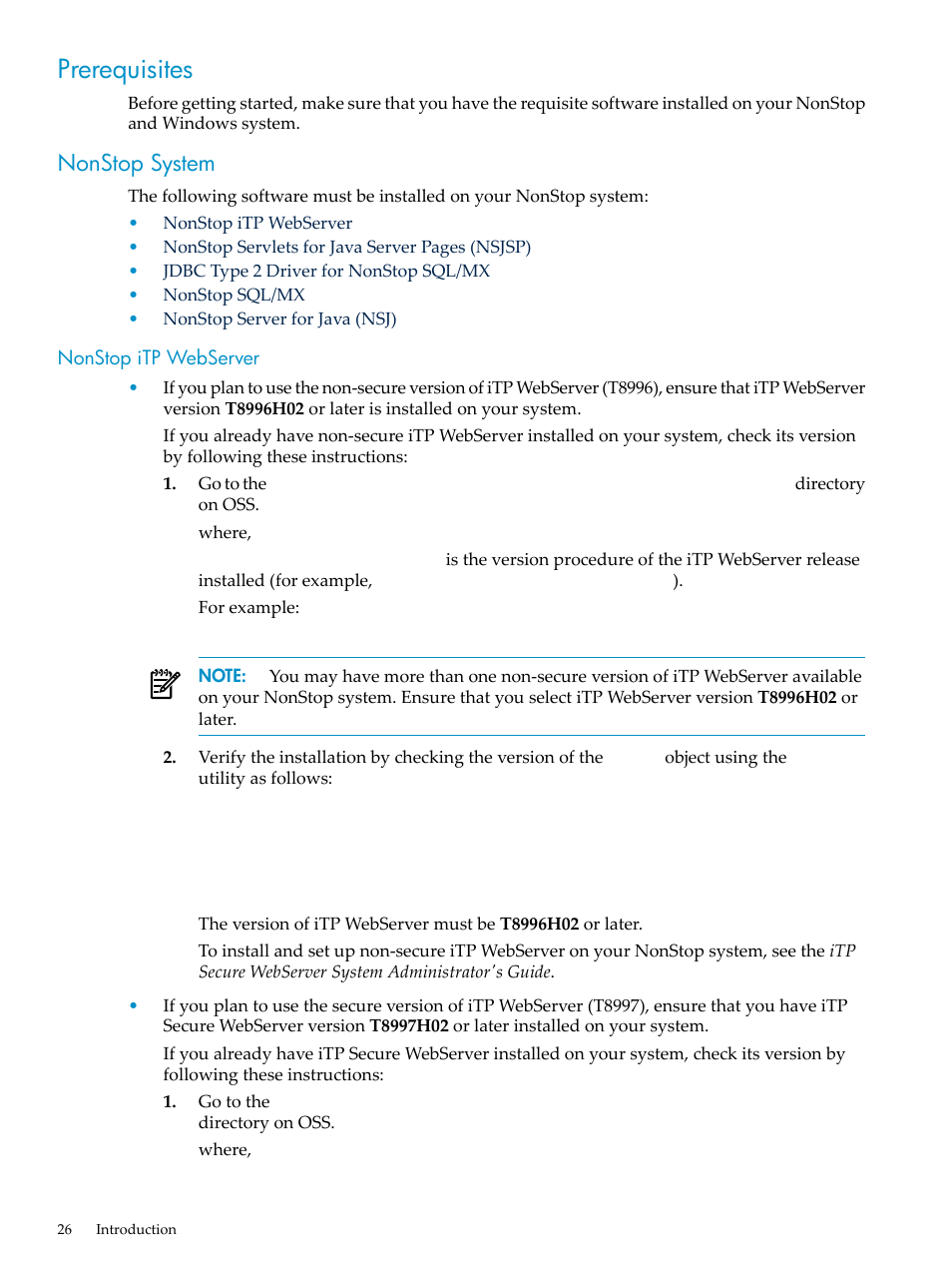 Prerequisites, Nonstop system, Nonstop itp webserver | HP Integrity NonStop H-Series User Manual | Page 26 / 492