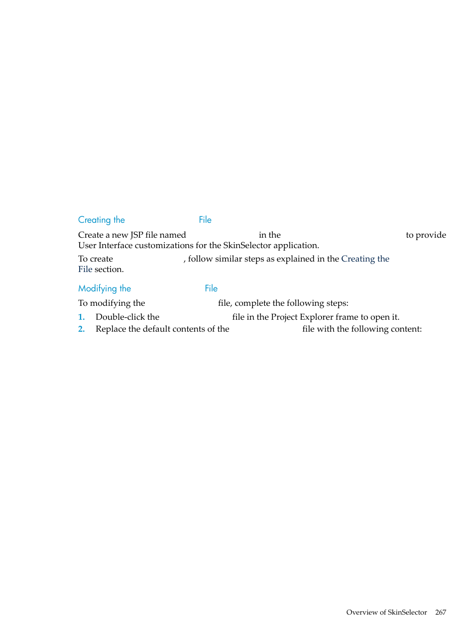 Creating the customize.jsp file, Modifying the customize.jsp file, Creating the | Customize.jsp, File, Modifying the | HP Integrity NonStop H-Series User Manual | Page 267 / 492