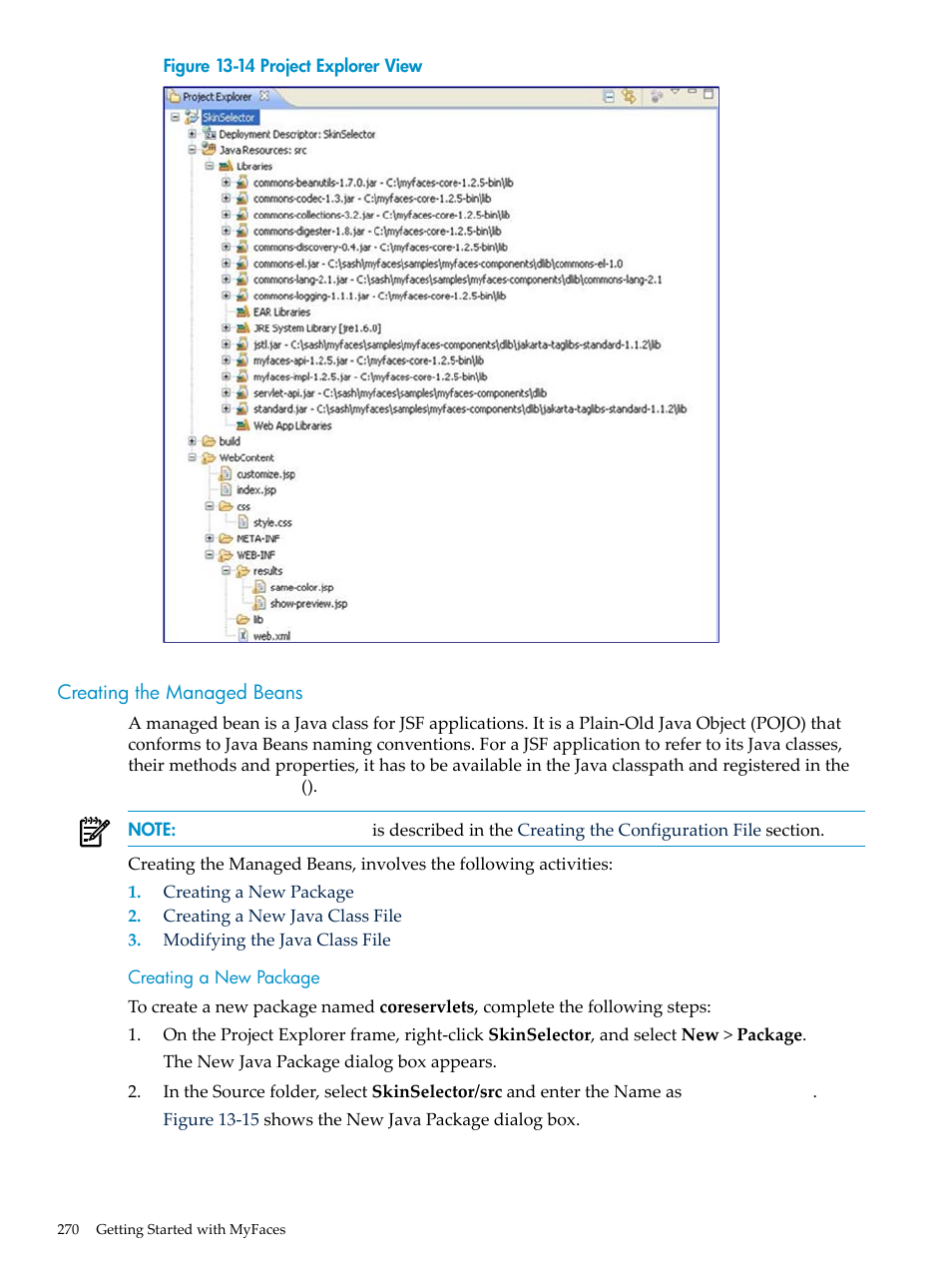 Creating the managed beans, Creating a new package | HP Integrity NonStop H-Series User Manual | Page 270 / 492