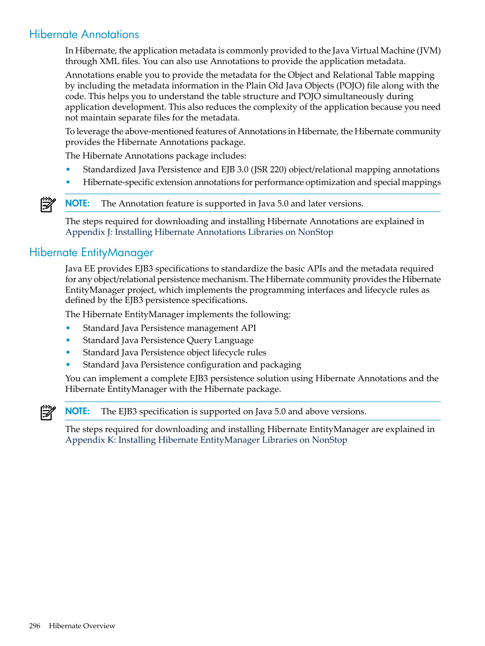 Hibernate annotations, Hibernate entitymanager, Hibernate annotations hibernate entitymanager | HP Integrity NonStop H-Series User Manual | Page 296 / 492
