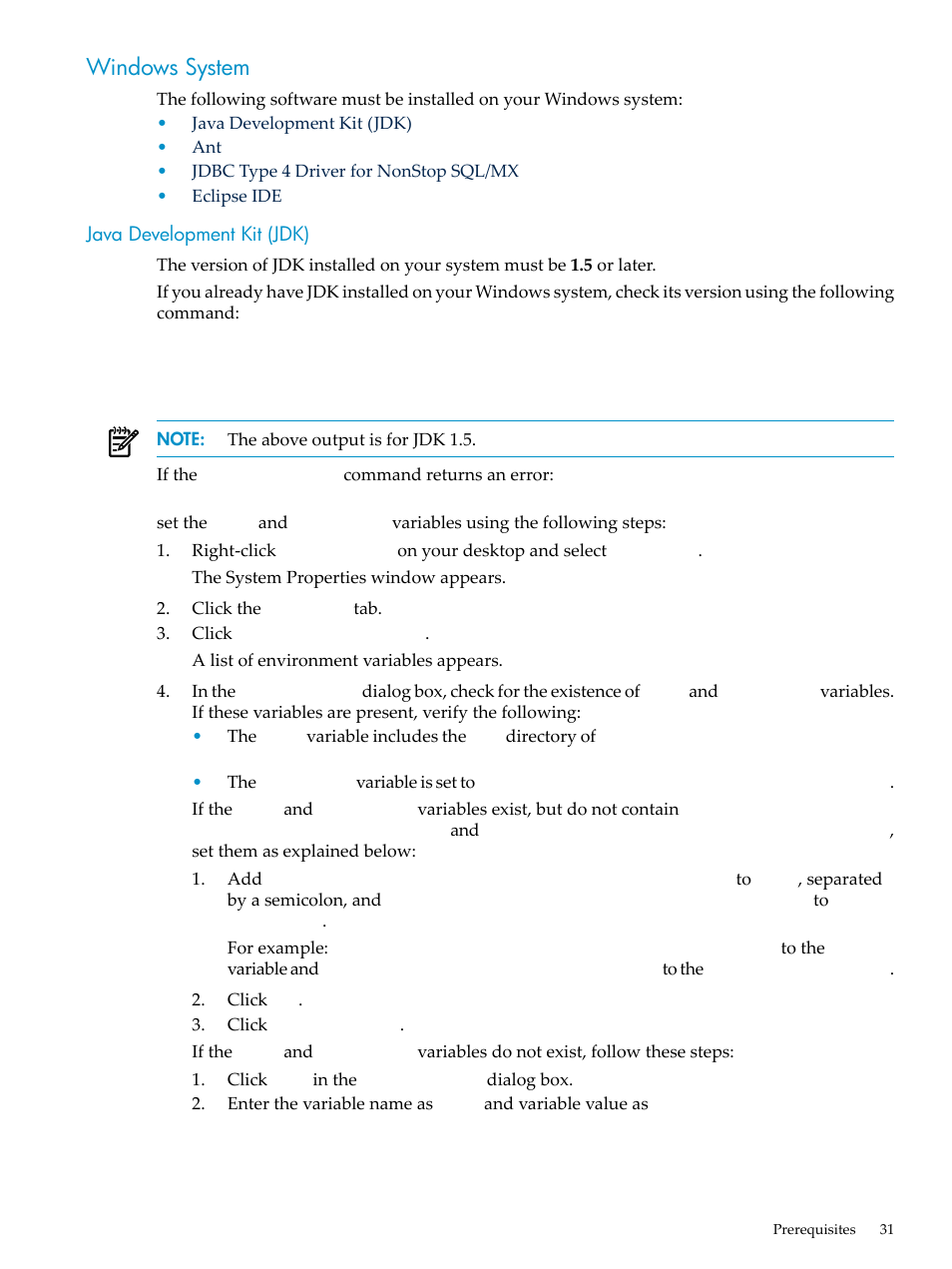 Windows system, Java development kit (jdk) | HP Integrity NonStop H-Series User Manual | Page 31 / 492