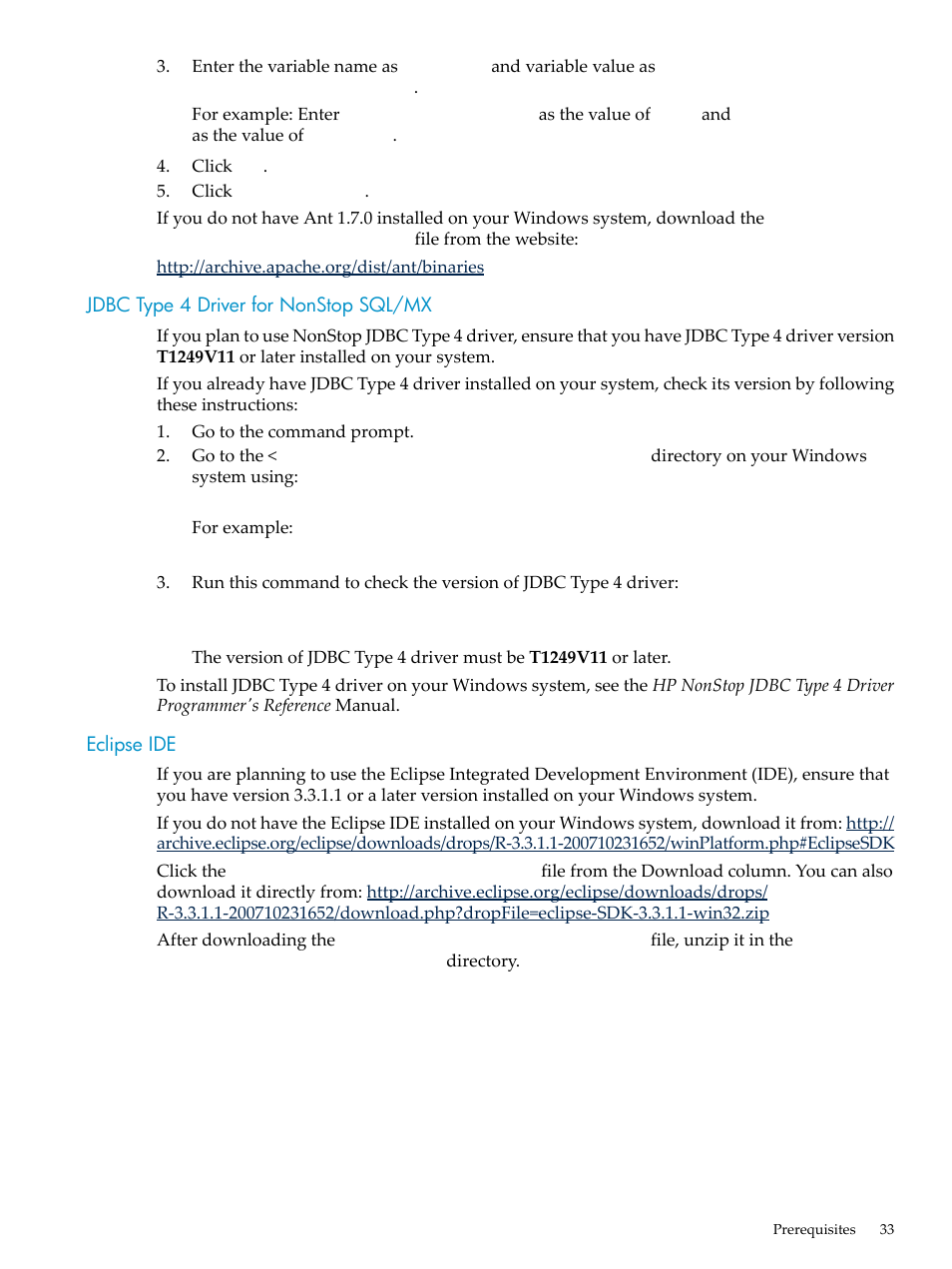 Jdbc type 4 driver for nonstop sql/mx, Eclipse ide, Jdbc type 4 driver for nonstop sql/mx eclipse ide | HP Integrity NonStop H-Series User Manual | Page 33 / 492