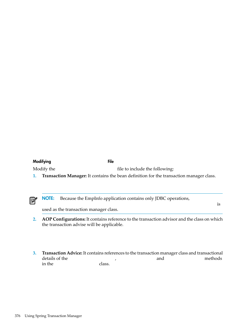 Modifying applicationcontext.xml file, Modifying, Applicationcontext.xml | File | HP Integrity NonStop H-Series User Manual | Page 376 / 492