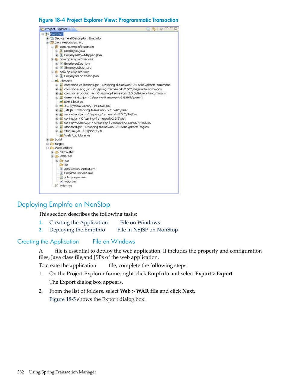 Deploying empinfo on nonstop, Creating the application war file on windows, Creating the application | File on windows, Figure 18-4 | HP Integrity NonStop H-Series User Manual | Page 382 / 492