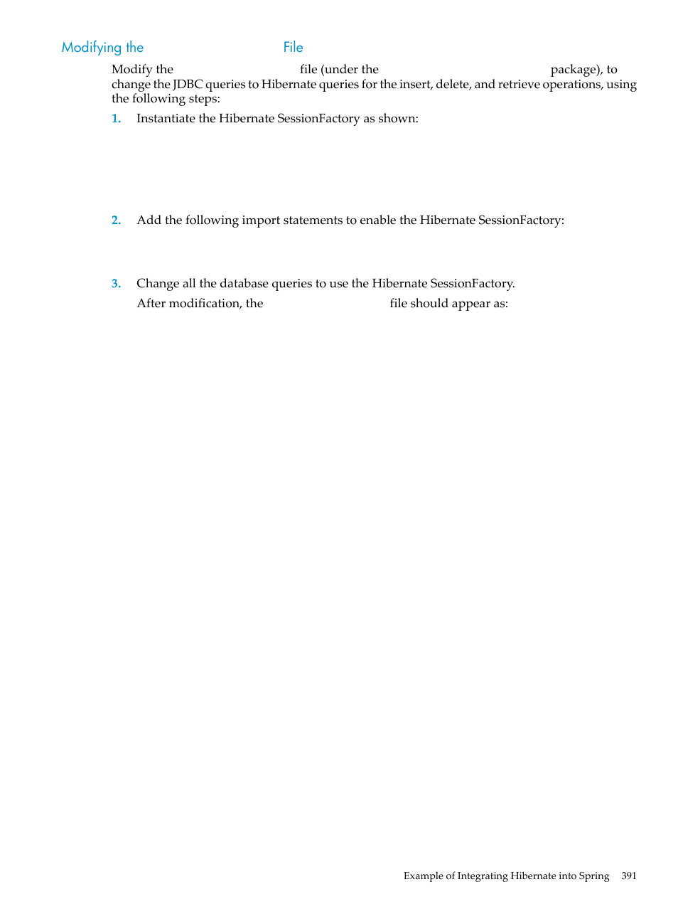 Modifying the employeedao.java file | HP Integrity NonStop H-Series User Manual | Page 391 / 492