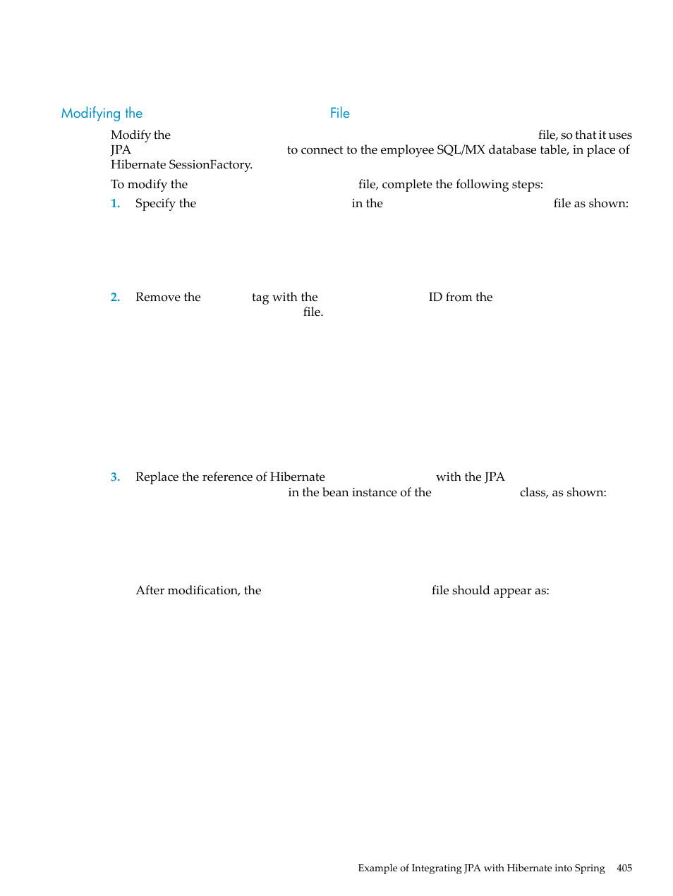 Modifying the applicationcontext.xml file, Modifying the, Applicationcontext.xml | File | HP Integrity NonStop H-Series User Manual | Page 405 / 492