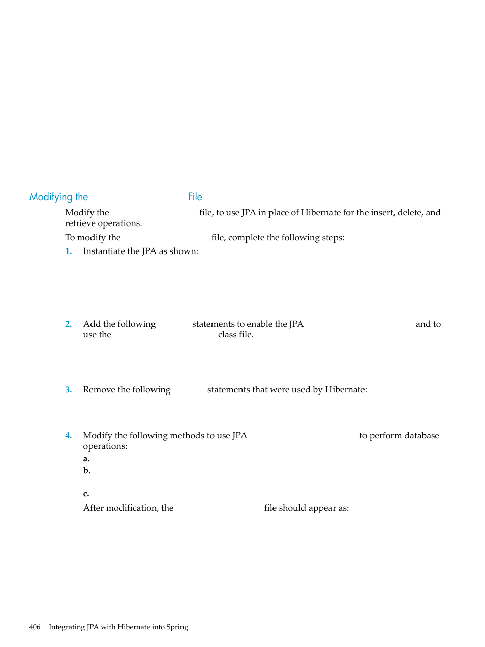 Modifying the employeedao.java file, Modifying the, Employeedao.java | File | HP Integrity NonStop H-Series User Manual | Page 406 / 492