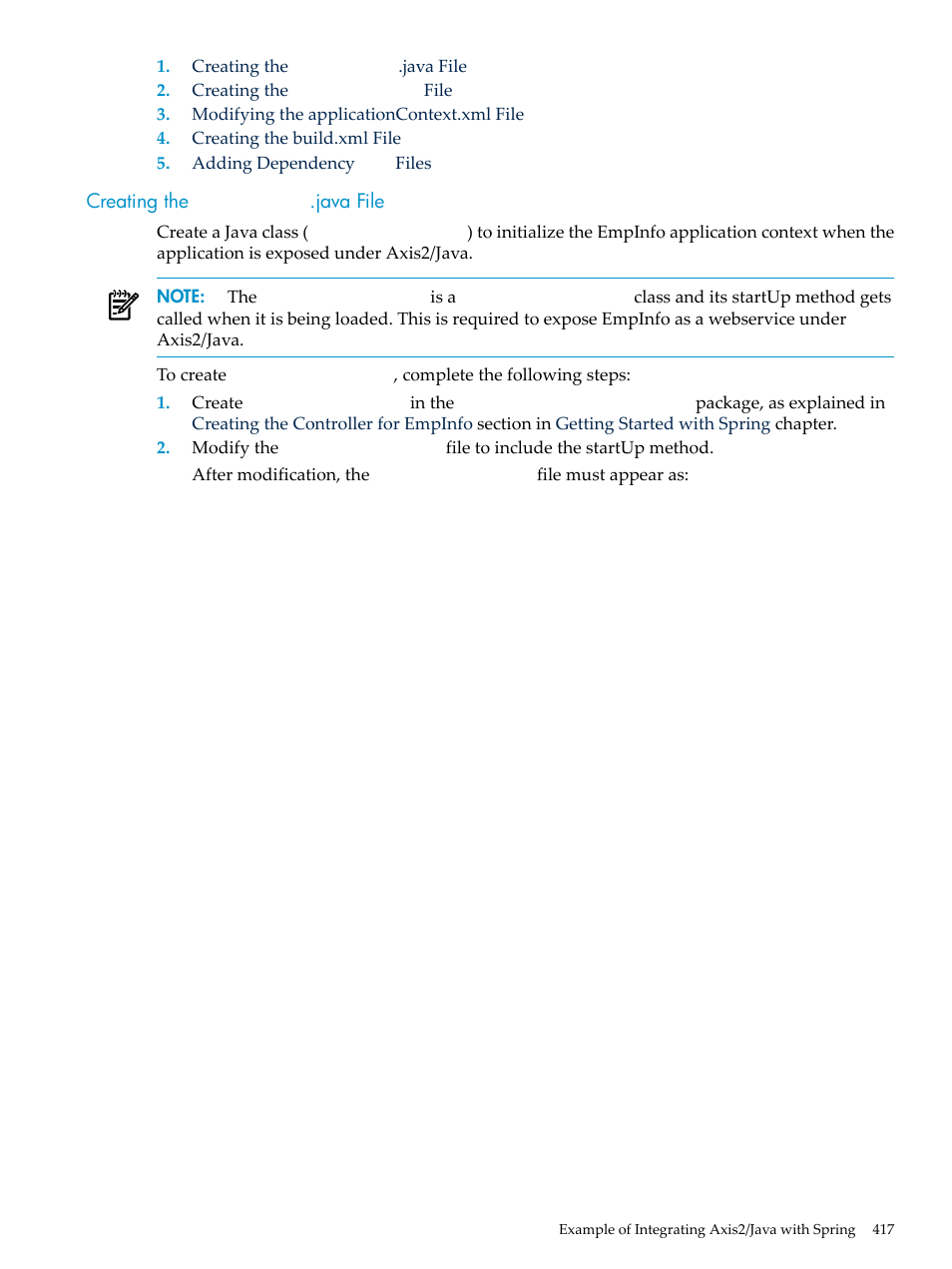 Creating the springinit.java file, Creating the, Springinit | Java file | HP Integrity NonStop H-Series User Manual | Page 417 / 492