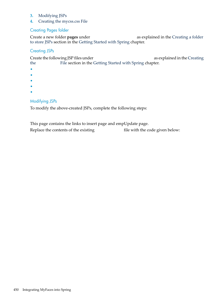 Creating jsps, Modifying jsps, Welcome.jsp | HP Integrity NonStop H-Series User Manual | Page 450 / 492