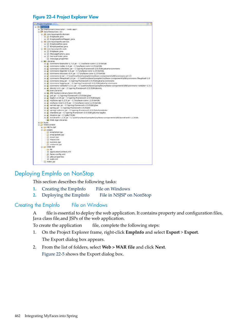 Deploying empinfo on nonstop, Creating the empinfo war file on windows, Creating the empinfo | File on windows, Figure 22-4 | HP Integrity NonStop H-Series User Manual | Page 462 / 492