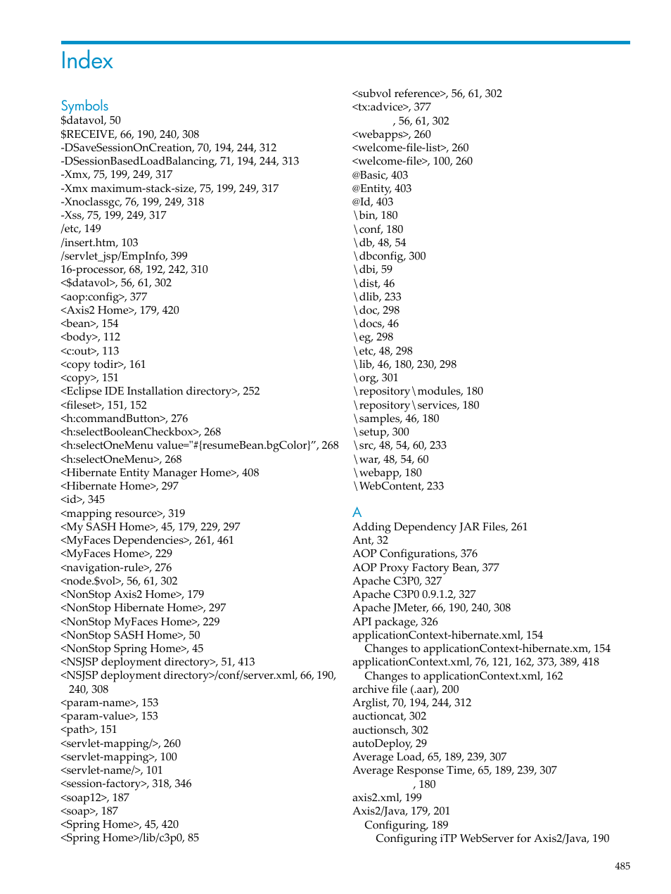 Index | HP Integrity NonStop H-Series User Manual | Page 485 / 492