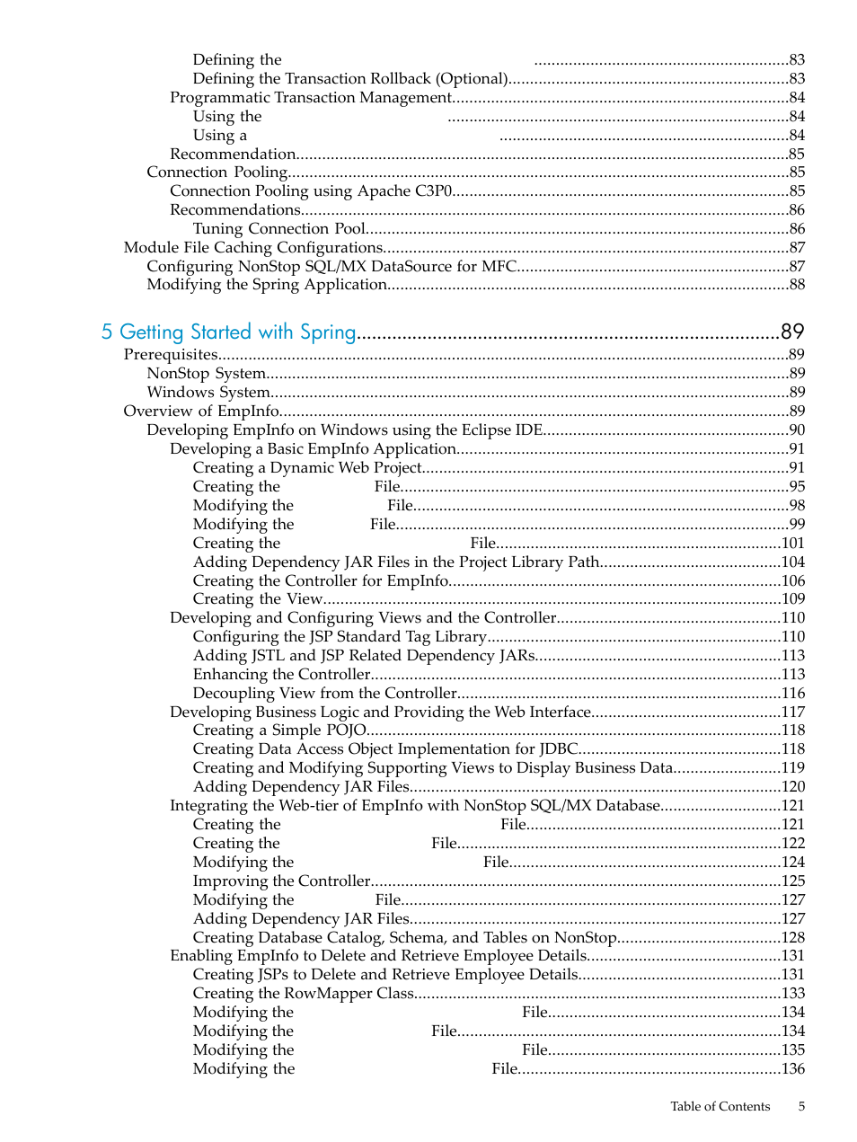 5 getting started with spring | HP Integrity NonStop H-Series User Manual | Page 5 / 492