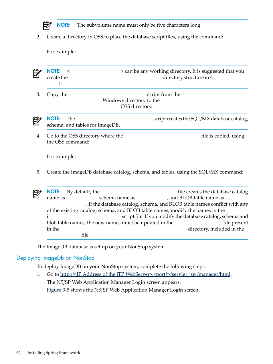 Deploying imagedb on nonstop | HP Integrity NonStop H-Series User Manual | Page 62 / 492