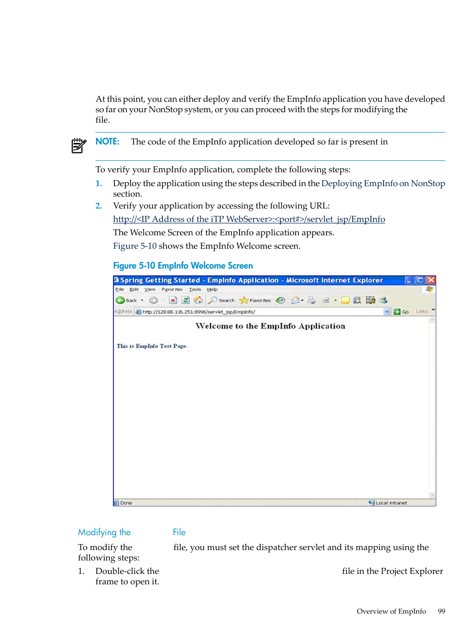 Modifying the web.xml file, Modifying the, Web.xml | File | HP Integrity NonStop H-Series User Manual | Page 99 / 492