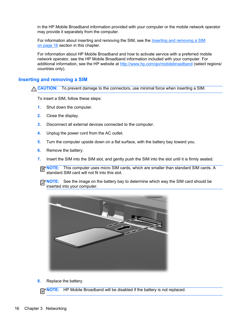 Inserting and removing a sim | HP EliteBook Revolve 810 G2 Tablet User Manual | Page 24 / 73