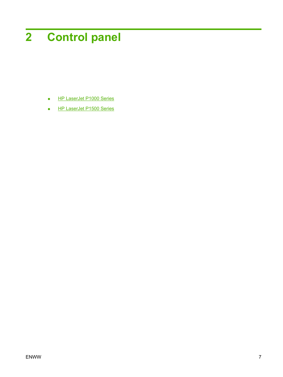 Control panel, 2 control panel, 2control panel | HP LaserJet P1005 Printer User Manual | Page 17 / 120