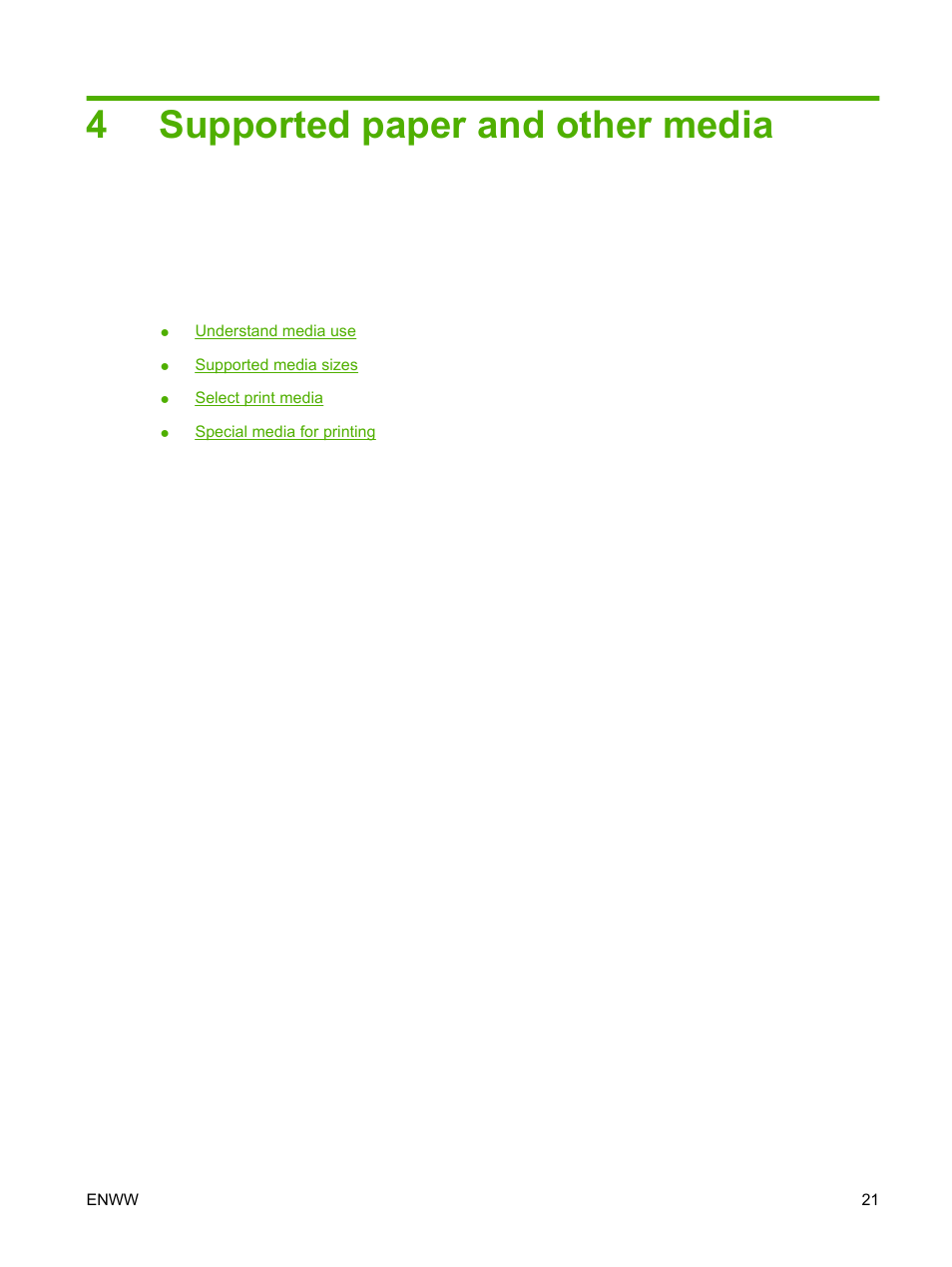 Supported paper and other media, 4 supported paper and other media, 4supported paper and other media | HP LaserJet P1005 Printer User Manual | Page 31 / 120