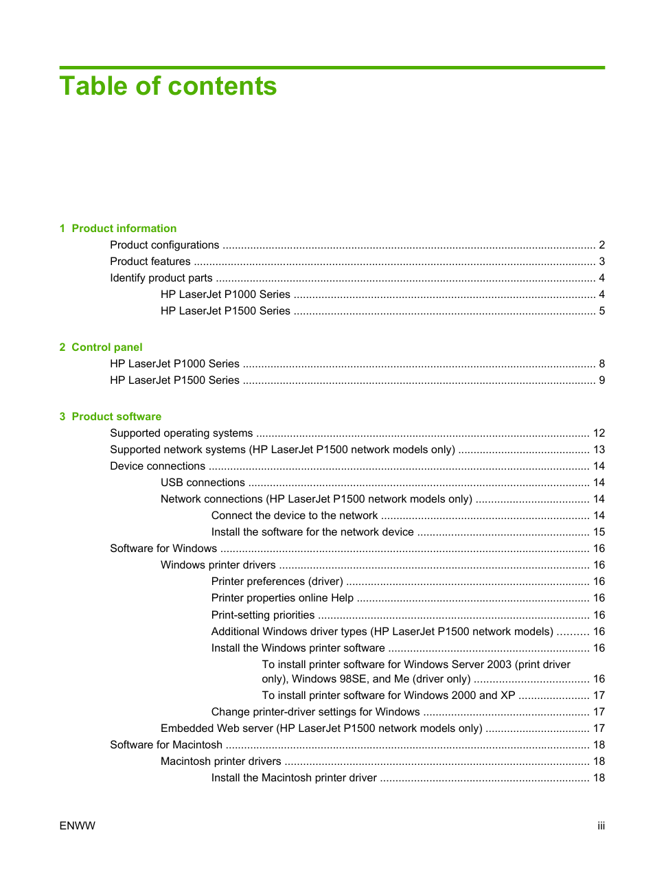 HP LaserJet P1005 Printer User Manual | Page 5 / 120