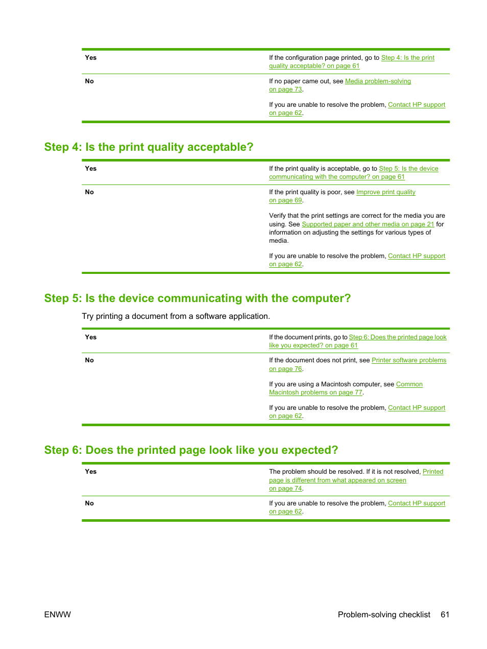 Step 4: is the print quality acceptable | HP LaserJet P1005 Printer User Manual | Page 71 / 120