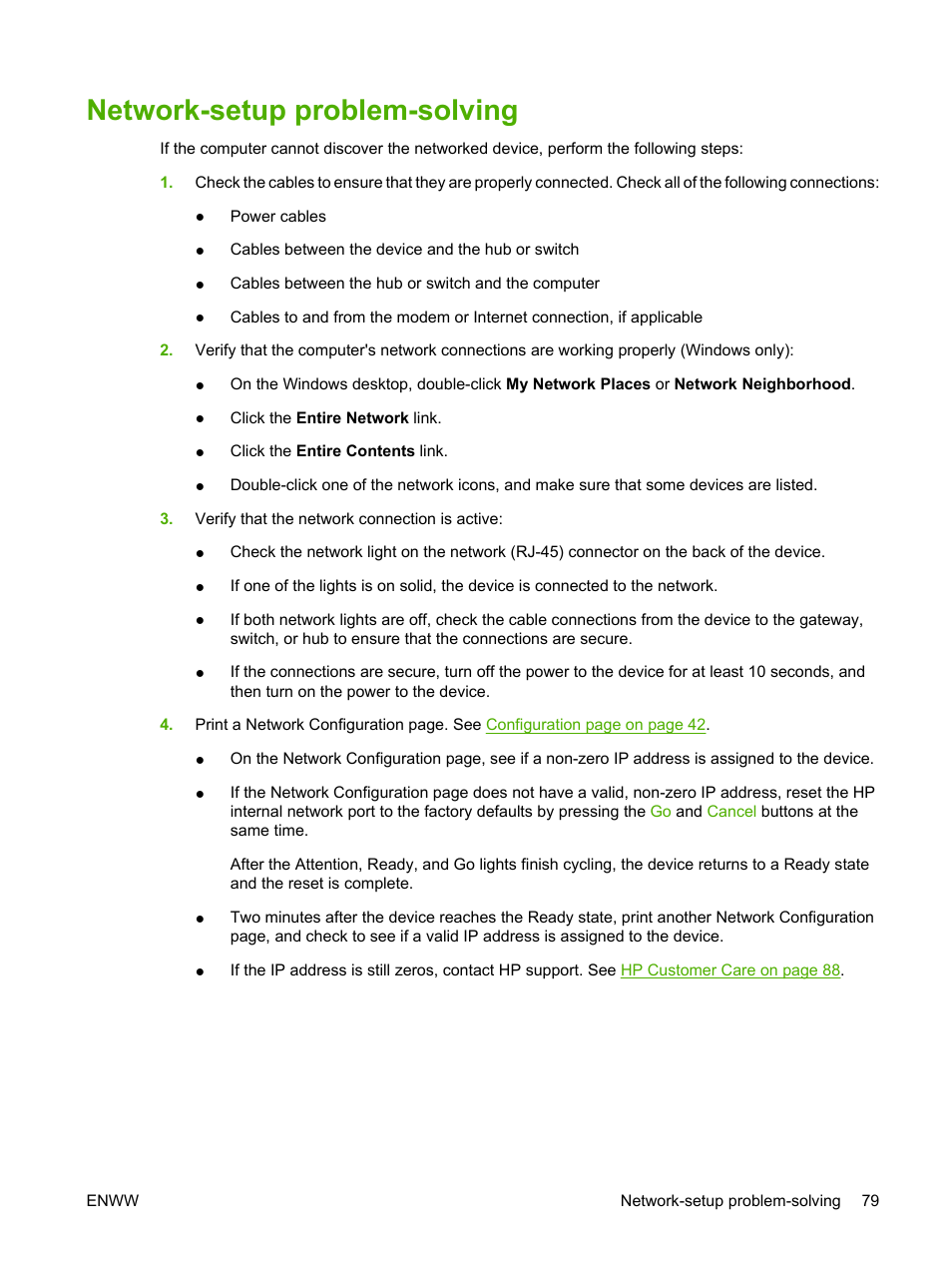 Network-setup problem-solving | HP LaserJet P1005 Printer User Manual | Page 89 / 120