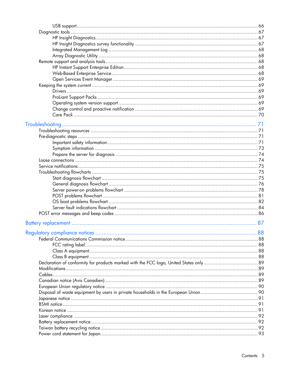 HP ProLiant DL385 G5 Server User Manual | Page 5 / 112