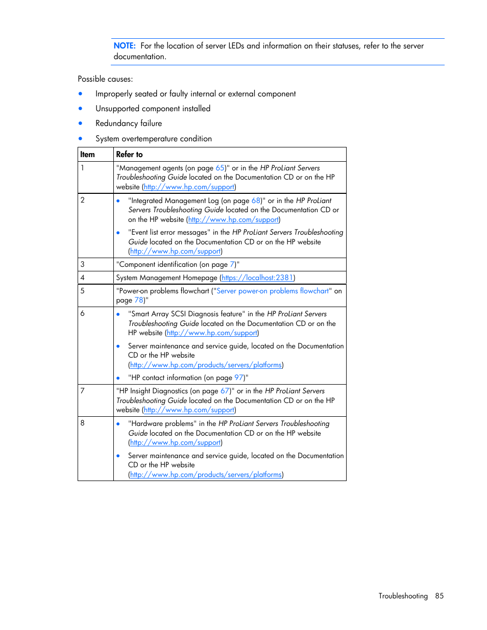 HP ProLiant DL385 G5 Server User Manual | Page 85 / 112