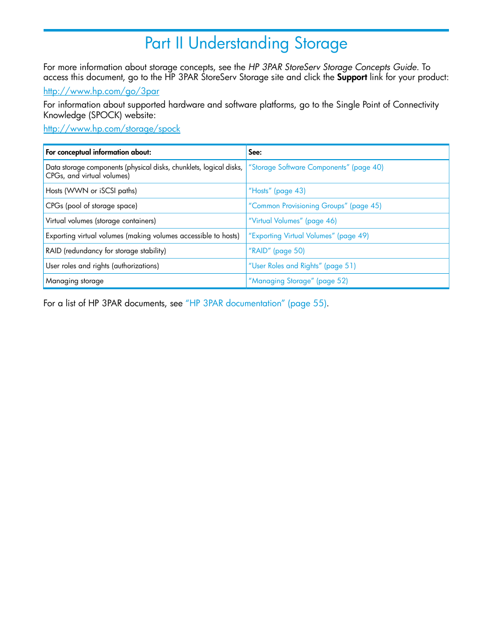 Part ii understanding storage, Ii understanding storage | HP 3PAR InForm Operating System Software User Manual | Page 39 / 61