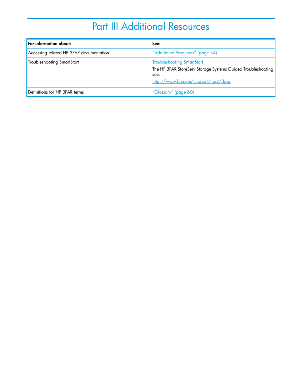 Part iii additional resources, Iii additional resources | HP 3PAR InForm Operating System Software User Manual | Page 53 / 61