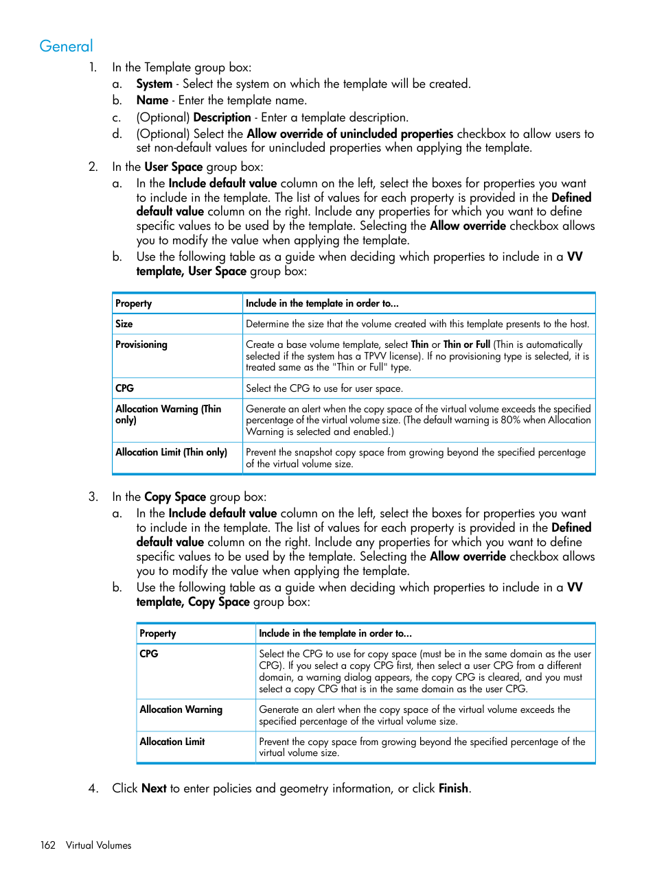 General | HP 3PAR Operating System Software User Manual | Page 162 / 525