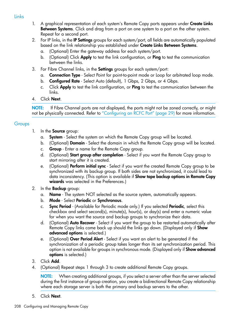 Links, Groups, Links groups | HP 3PAR Operating System Software User Manual | Page 208 / 525
