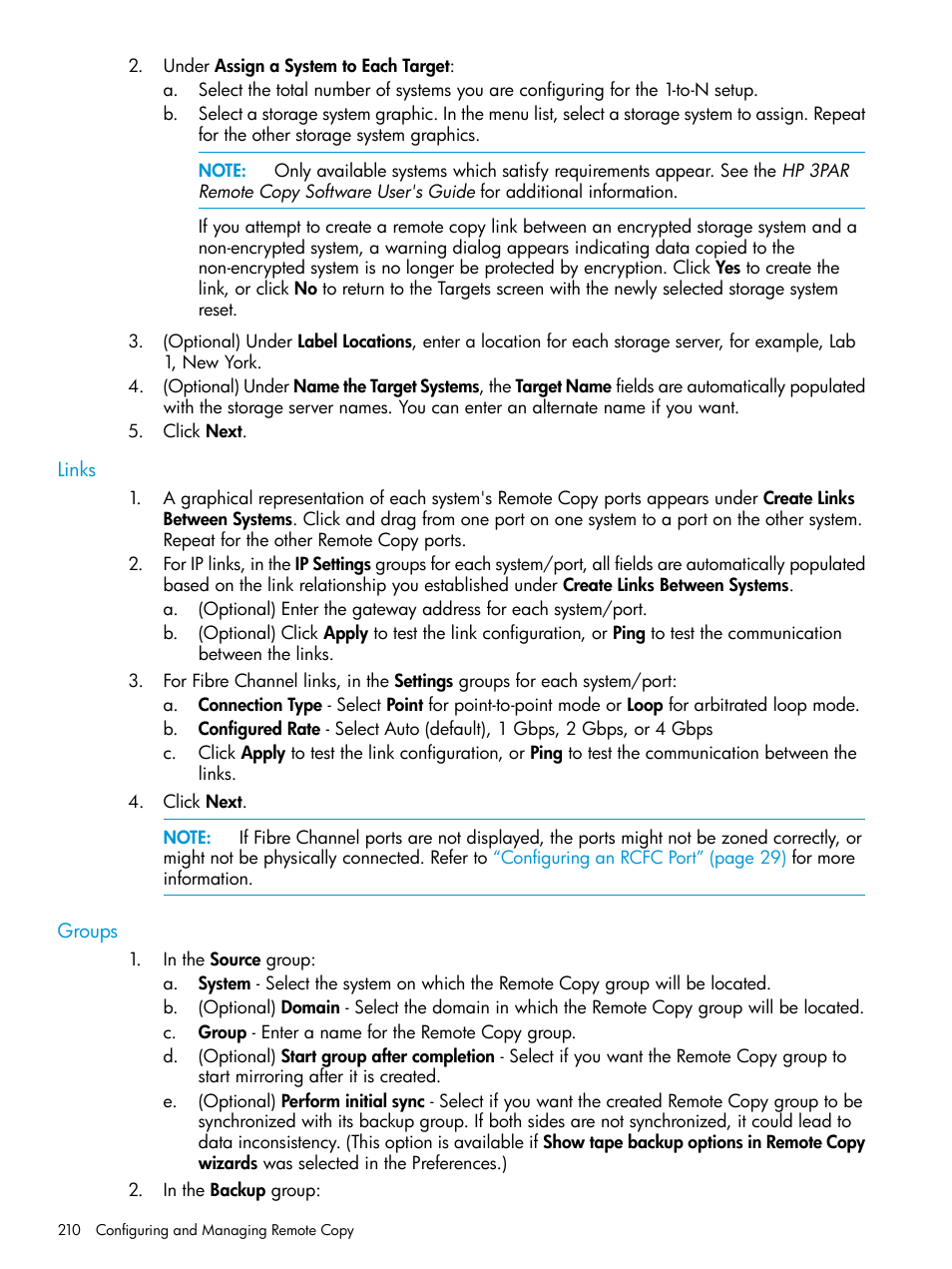 Links, Groups, Links groups | HP 3PAR Operating System Software User Manual | Page 210 / 525