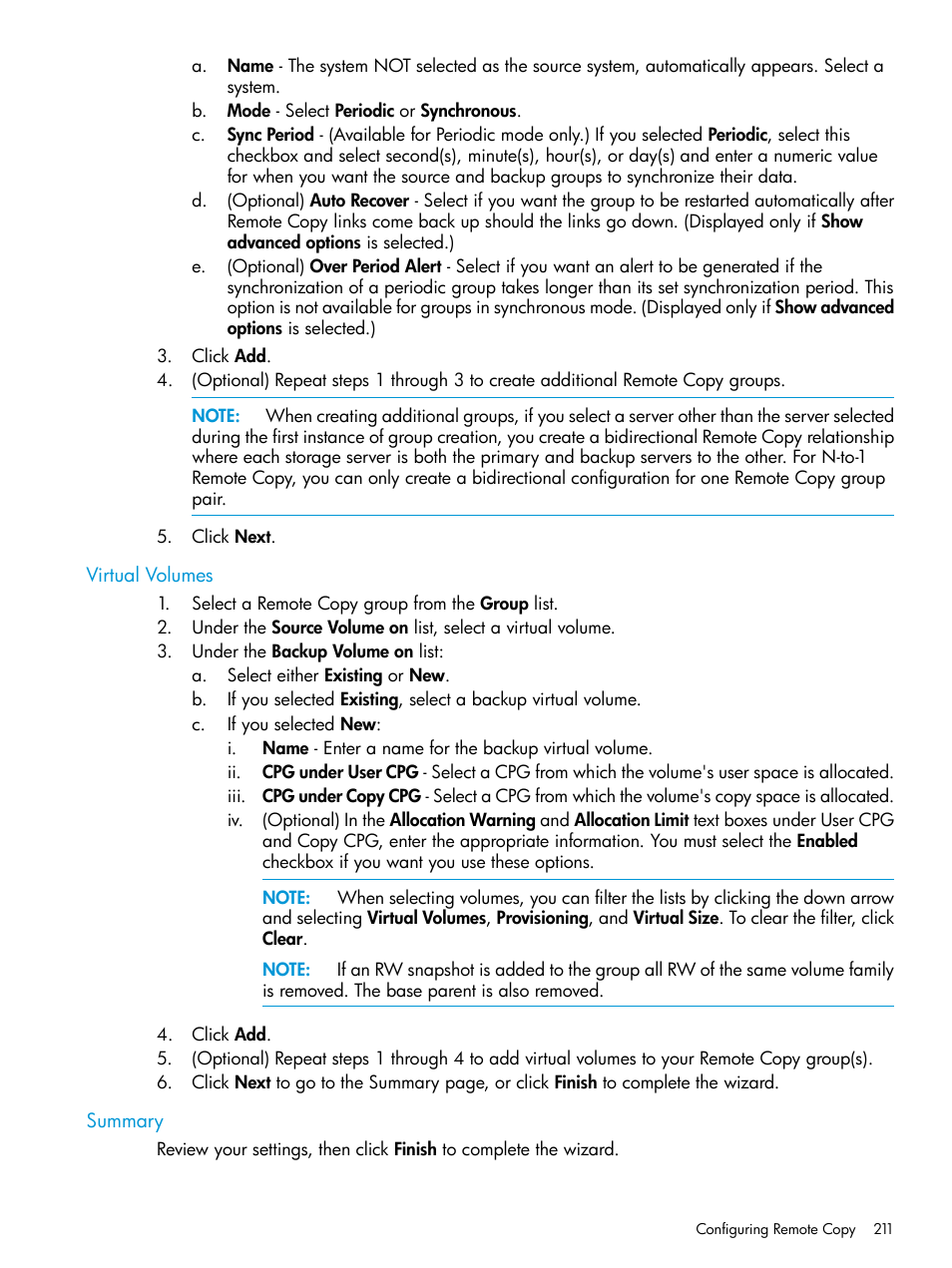 Virtual volumes, Summary, Virtual volumes summary | HP 3PAR Operating System Software User Manual | Page 211 / 525