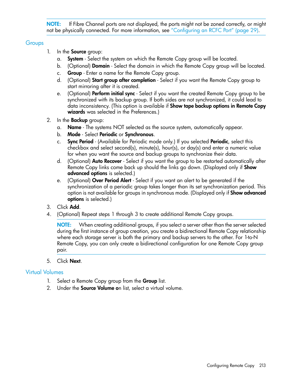 Groups, Virtual volumes, Groups virtual volumes | HP 3PAR Operating System Software User Manual | Page 213 / 525