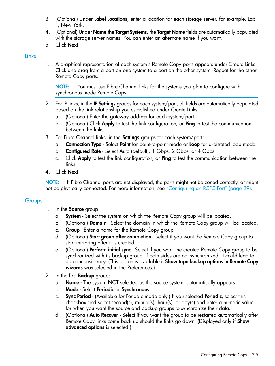 Links, Groups, Links groups | HP 3PAR Operating System Software User Manual | Page 215 / 525