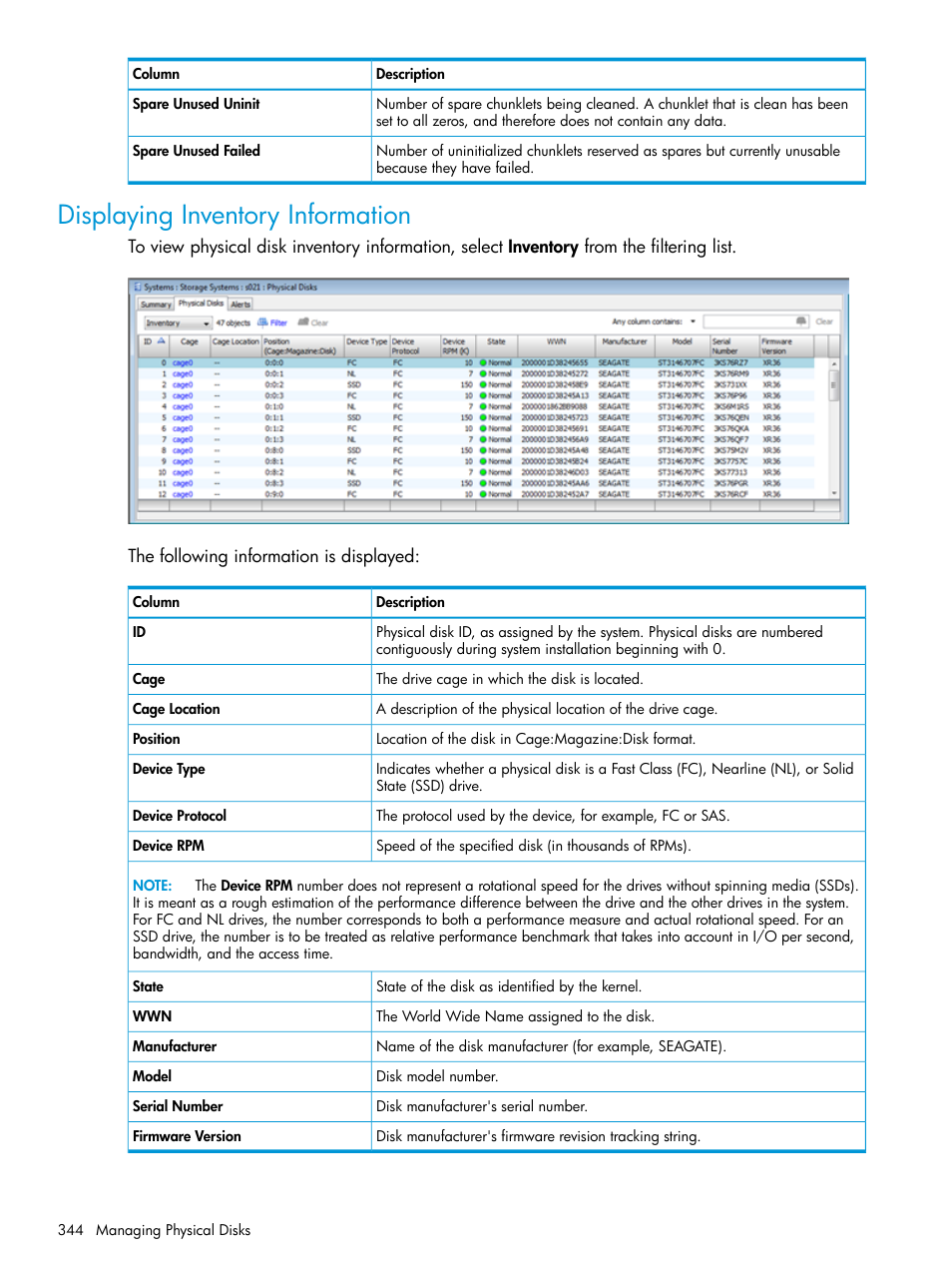 Displaying inventory information | HP 3PAR Operating System Software User Manual | Page 344 / 525