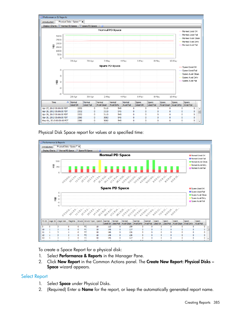 Select report | HP 3PAR Operating System Software User Manual | Page 385 / 525