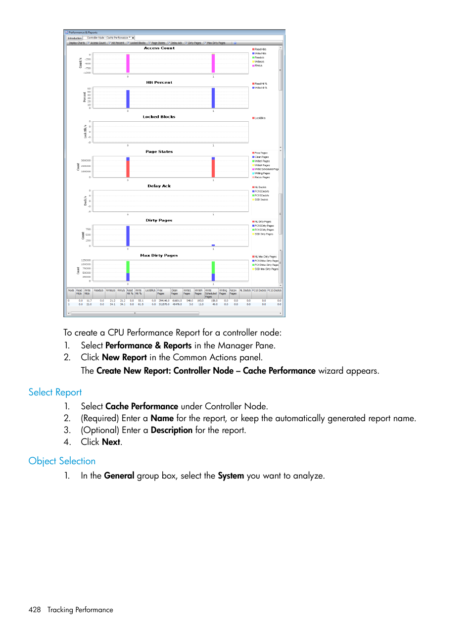 Select report, Object selection, Select report object selection | HP 3PAR Operating System Software User Manual | Page 428 / 525