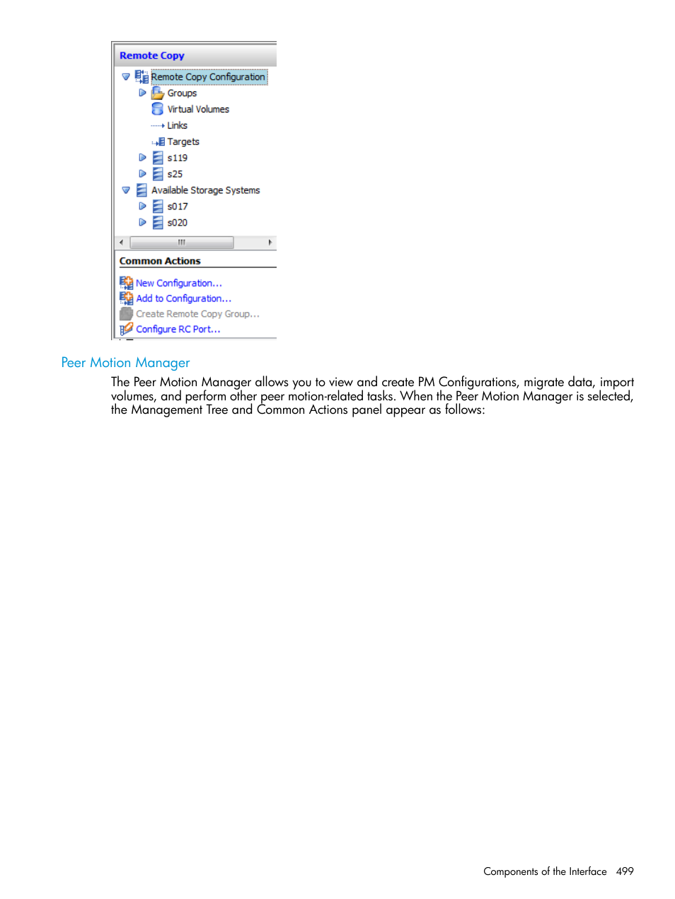 Peer motion manager | HP 3PAR Operating System Software User Manual | Page 499 / 525