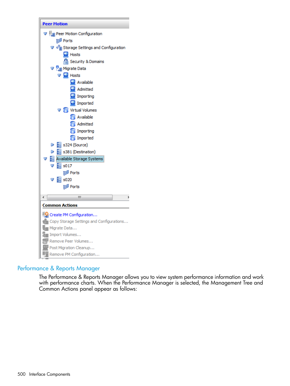 Performance & reports manager | HP 3PAR Operating System Software User Manual | Page 500 / 525