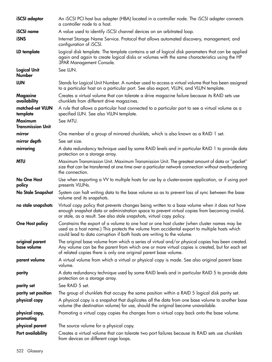 HP 3PAR Operating System Software User Manual | Page 522 / 525